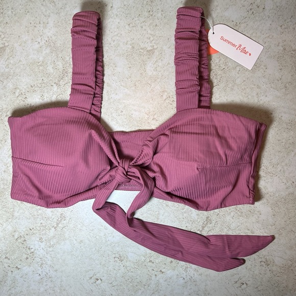 Summer Fridays Other - New! Summer Mae Maternity Bikini Top Size 6/8 Mauve Rose Removable Tie Swim NWT